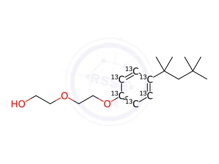 Chemical structure of 4-tert-Octylphenol Diethoxylate-13C6
