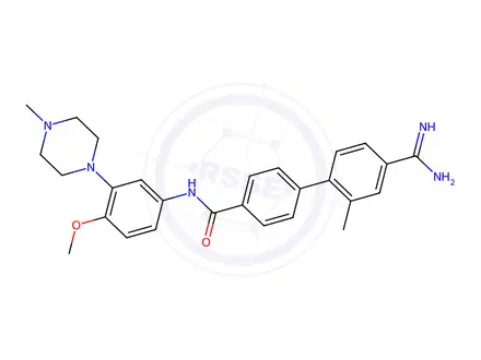 Chemical structure of 4'-CARBAMIMIDOYL-2'-METHYL-BIPHENYL-4-CARBOXYLIC ACID [4-METHOXY-3-(4-METHYL-PIPERAZIN-1-YL)-PHENYL]-AMIDE