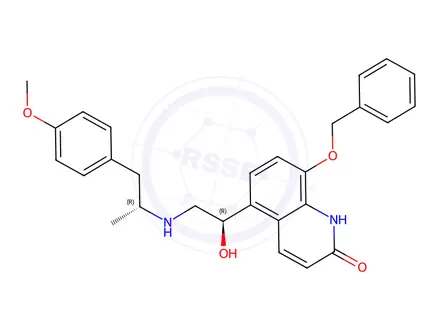 Chemical structure of 5-[(1R)-1-Hydroxy-2-[[(1R)-2-(4-methoxyphenyl)-1-methylethyl]amino]ethyl]-8-(phenylmethoxy)-2(1H)-quinolinone