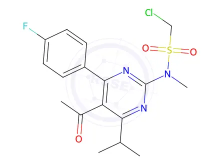 Chemical structure of N-(5-Acetyl-4-(4-fluorophenyl)-6-isopropylpyrimidin-2-yl)-1-chloro-N-methylmethanesulfonamide