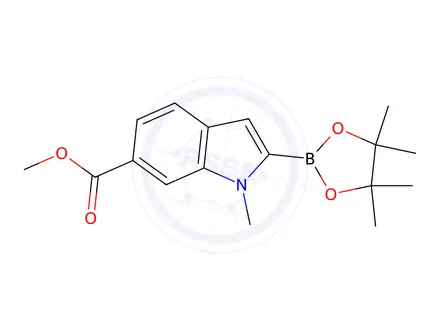 Chemical structure of Methyl 1-methyl-2-(4,4,5,5-tetramethyl-1,3,2-dioxaborolan-2-yl)-1H-indole-6-carboxylate