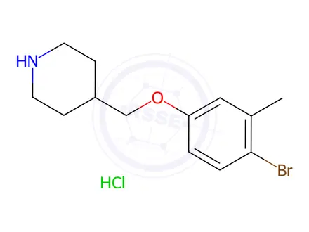 Chemical structure of 4-[(4-Bromo-3-methylphenoxy)methyl]piperidine hydrochloride