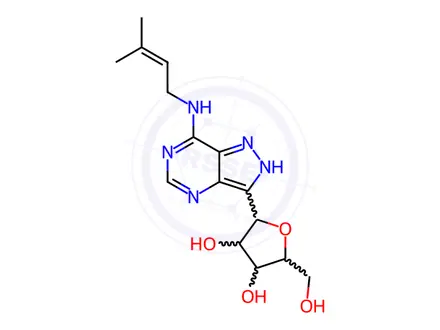 Chemical structure of N-(3-Methyl-2-butenyl)-3-β-D-ribofuranosyl-1H-pyrazolo[4,3-d]pyrimidin-7-amine