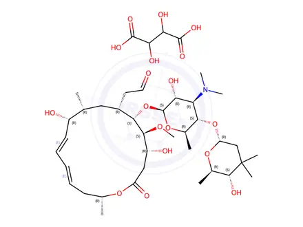 Chemical structure of Kitasamycin L-Tartrate (Leucomycin L-Tartrate)
