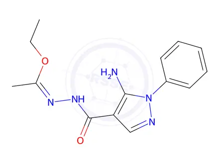 Chemical structure of Ethyl N-[(5-amino-1-phenyl-1H-pyrazol-4-yl)carbonyl]ethanehydrazonoate