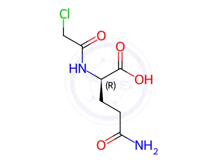Chemical structure of (2R)-4-carbamoyl-2-(2-chloroacetamido)butanoic acid
