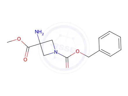 Chemical structure of 1-Benzyl 3-methyl 3-aminoazetidine-1,3-dicarboxylate
