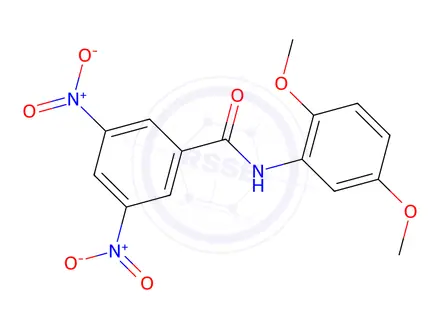 Chemical structure of N-(2,5-DiMethoxyphenyl)-3,5-dinitrobenzaMide, 97%
