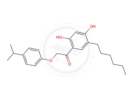 Chemical structure of 1-(5-Hexyl-2,4-dihydroxyphenyl)-2-(4-isopropylphenoxy)ethan-1-one