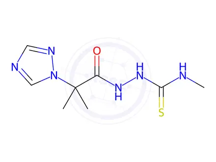 Chemical structure of N-methyl-2-(2-methyl-2-(1H-1,2,4-triazol-1-yl)propanoyl)hydrazine-1-carbothioamide