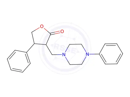 Chemical structure of 4-Phenyl-3-((4-phenylpiperazin-1-yl)methyl)dihydrofuran-2(3H)-one