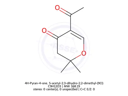 Chemical structure of 4H-Pyran-4-one, 5-acetyl-2,3-dihydro-2,2-dimethyl-(9CI)
