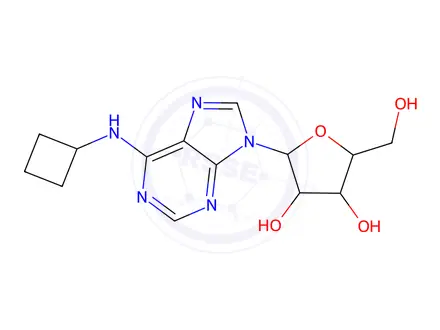 Chemical structure of (2R,3R,4S,5R)-2-(6-(Cyclobutylamino)-9H-purin-9-yl)-5-(hydroxymethyl)tetrahydrofuran-3,4-diol