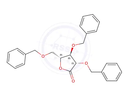 Chemical structure of 2,3,5-Tri-O-benzyl-D-arabino-1,4-lactone