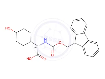 Chemical structure of (2S)-2-((((9H-Fluoren-9-yl)Methoxy)carbonyl)aMino)-2-(4-hydroxycyclohexyl)acetic acid