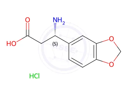 Chemical structure of (3S)-3-Amino-3-(2H-1,3-benzodioxol-5-yl)propanoic Acid Hydrochloride