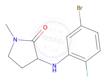 Chemical structure of 3-[(5-bromo-2-chlorophenyl)amino]-1-methylpyrrolidin-2-one