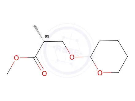 Chemical structure of Methyl (2S)-2-methyl-3-((tetrahydro-2H-pyran-2-yl]oxy]propanoate