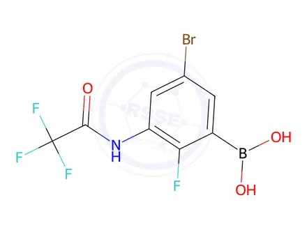 Chemical structure of 5-Bromo-2-fluoro-3-(trifluoroacetamido)phenylboronic acid