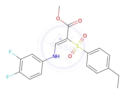 Chemical structure of Methyl (2Z)-3-[(3,4-difluorophenyl)amino]-2-(4-ethylbenzenesulfonyl)prop-2-enoate