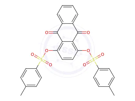 Chemical structure of 9,10-Dioxo-9,10-dihydroanthracene-1,4-diyl bis(4-methylbenzenesulfonate)