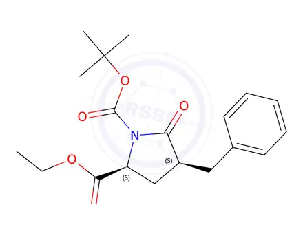 Chemical structure of (2S,4S)-1-tert-Butyl 2-ethyl 4-benzyl-5-oxopyrrolidine-1,2-dicarboxylate
