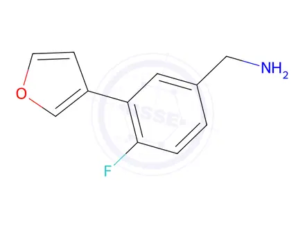Chemical structure of (4-fluoro-3-(furan-3-yl)phenyl)methanamine