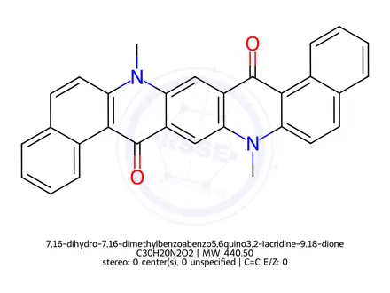 Chemical structure of 7,16-dihydro-7,16-dimethylbenzoabenzo5,6quino3,2-Iacridine-9,18-dione