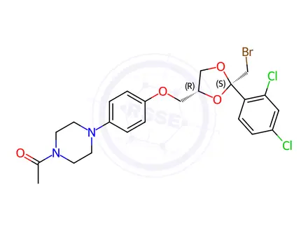 Chemical structure of (2S-cis)-1-Acetyl-4-[4-[[2-(bromomethyl)-2-(2,4-dichlorophenyl)-1,3-dioxolan-4-yl]methoxy]phenyl]-piperazine