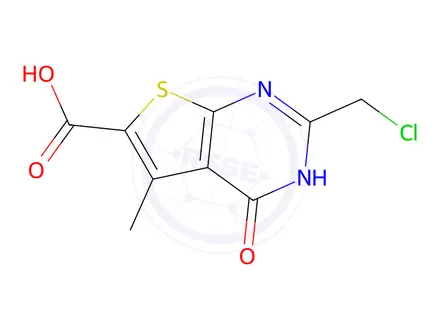 Chemical structure of 2-(Chloromethyl)-5-methyl-4-oxo-3,4-dihydrothieno[2,3-d]pyrimidine-6-carboxylic Acid