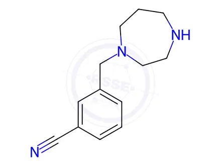 Chemical structure of 3-[(1,4-diazepan-1-yl)methyl]benzonitrile dihydrochloride
