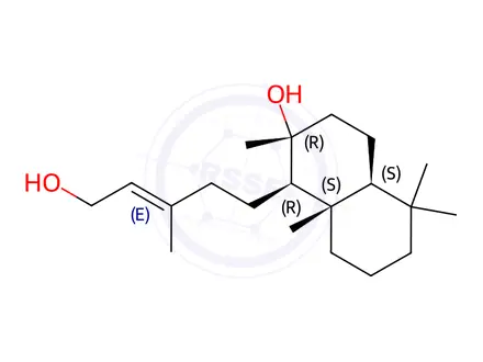 Chemical structure of (E)-Labd-13-ene-8,15-diol