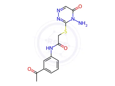 Chemical structure of N-(3-Acetylphenyl)-2-((4-amino-5-oxo-4,5-dihydro-1,2,4-triazin-3-yl)thio)acetamide