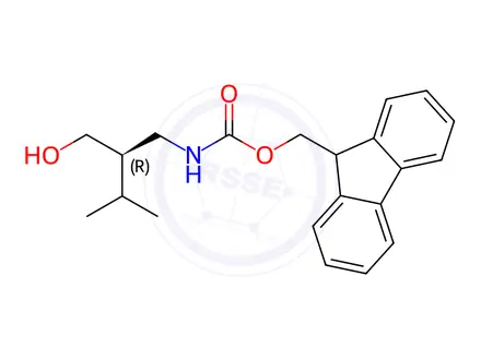 Chemical structure of Fmoc-(R)-2-(aminomethyl)-3-methylbutan-1-olhydrochloride