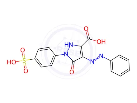 Chemical structure of 5-oxo-4-(phenyldiazenyl)-1-(4-sulfophenyl)-4,5-dihydro-1H-pyrazole-3-carboxylic acid