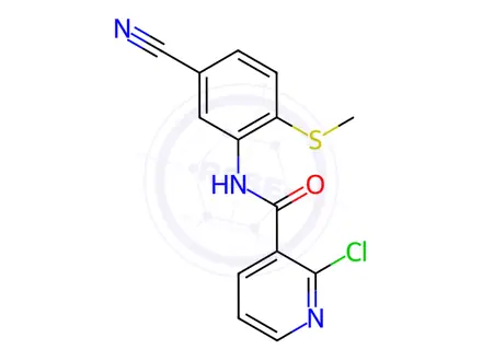 Chemical structure of 2-CHLORO-N-[5-CYANO-2-(METHYLSULFANYL)PHENYL]NICOTINAMIDE