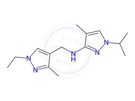 Chemical structure of N-[(1-ethyl-3-methyl-1H-pyrazol-4-yl)methyl]-1-isopropyl-4-methyl-1H-pyrazol-3-amine