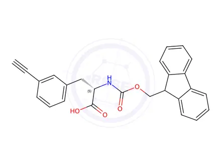 Chemical structure of (S)-2-((((9H-Fluoren-9-yl)methoxy)carbonyl)amino)-3-(3-ethynylphenyl)propanoic acid