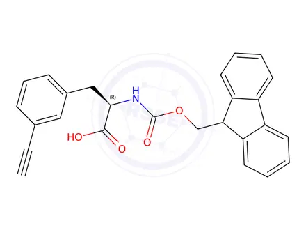 Chemical structure of (R)-2-((((9H-fluoren-9-yl)methoxy)carbonyl)amino)-3-(3-ethynylphenyl)propanoic acid