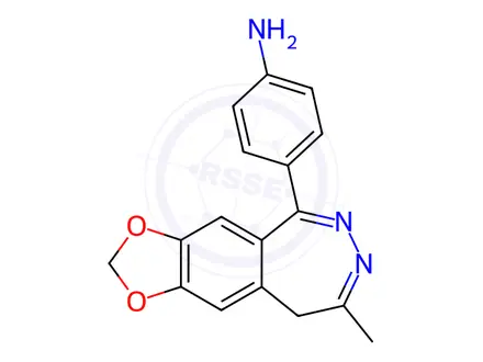 Chemical structure of 4-(8-Methyl-9H-1,3-dioxolo[4,5-h][2,3]benzodiazepin-5-yl)benzenamine