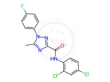 Chemical structure of N-(2,4-Dichlorophenyl)-1-(4-fluorophenyl)-5-methyl-1H-1,2,4-triazole-3-carboxamide