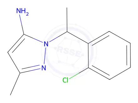 Chemical structure of 2-[1-(2-Chloro-phenyl)-ethyl]-5-methyl-2H-pyrazol-3-ylamine