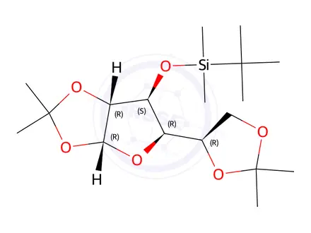 Chemical structure of 3-O-[(1,1-Dimethylethyl)dimethylsilyl]-1,2:5,6-bis-O-(1-methylethylidene)-α-D-glucofuranose