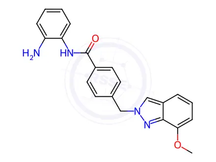 Chemical structure of N-(2-Aminophenyl)-4-((7-methoxy-2H-indazol-2-yl)methyl)benzamide