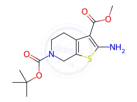 Chemical structure of 6-(tert-Butyl) 3-methyl 2-amino-4,7-dihydro-thieno[2,3-c]pyridine-3,6(5H)-dicarboxylate
