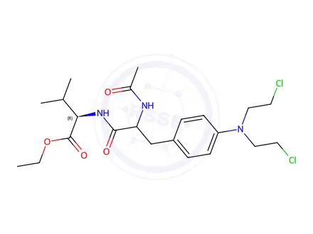 Chemical structure of N-[N-Acetyl-4-[bis(2-chloroethyl)amino]phenylalanyl]valine ethyl ester