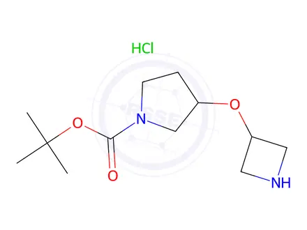 Chemical structure of Tert-butyl 3-(azetidin-3-yloxy)pyrrolidine-1-carboxylate hydrochloride
