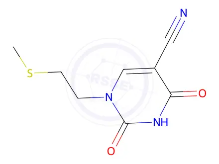 Chemical structure of 1-(2-(Methylthio)ethyl)-2,4-dioxo-1,2,3,4-tetrahydropyrimidine-5-carbonitrile
