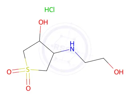 Chemical structure of 4-[(2-Hydroxyethyl)amino]tetrahydrothiophene-3-ol 1,1-dioxide Hydrochloride
