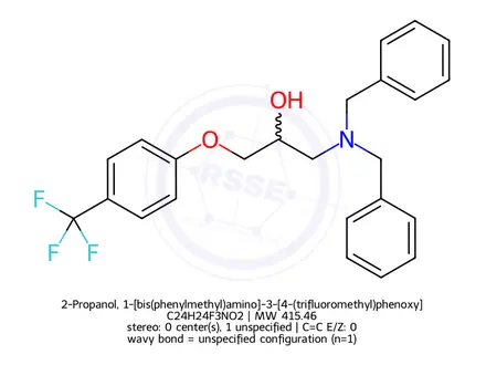 Chemical structure of 2-Propanol, 1-[bis(phenylmethyl)amino]-3-[4-(trifluoromethyl)phenoxy]-